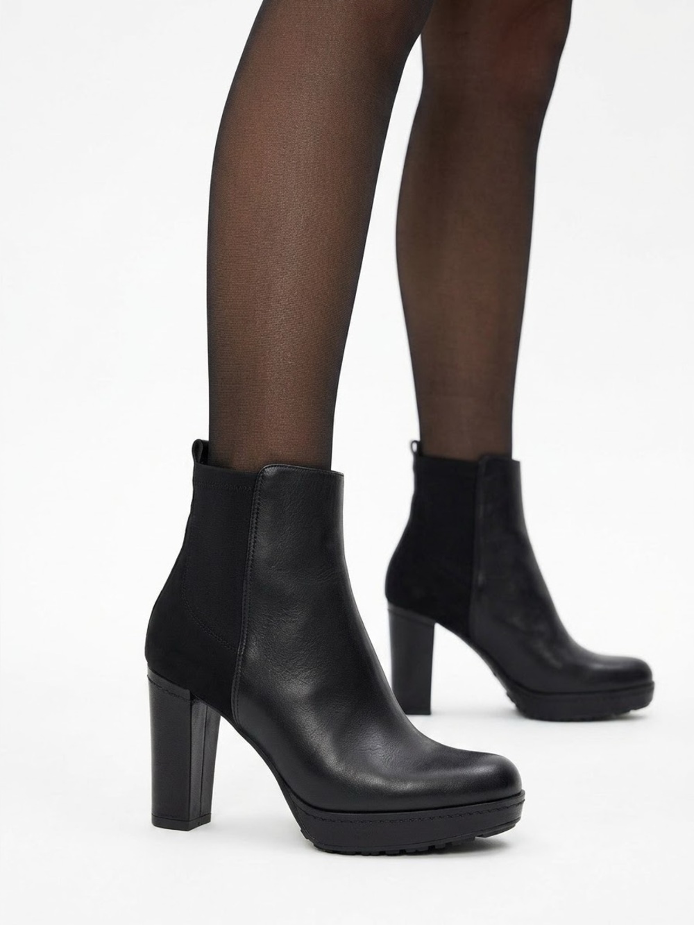 Stuart Weitzman black leather Otherhalf platform heel calf boots - size 9 NWT